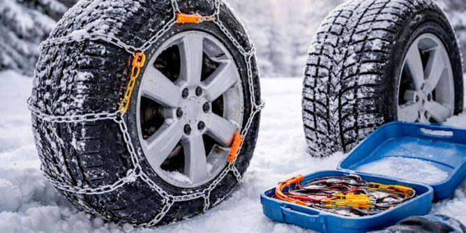 łańcuchy śniegowe w podróży