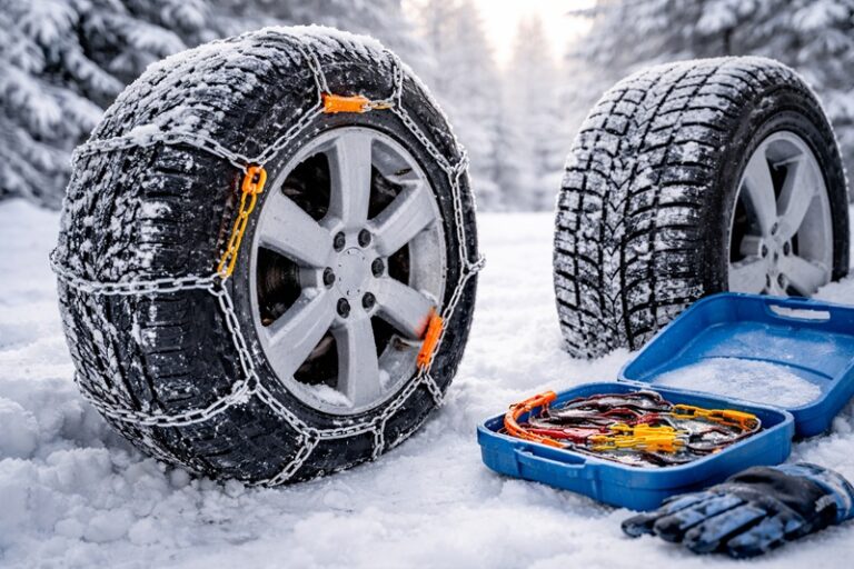 łańcuchy śniegowe w podróży