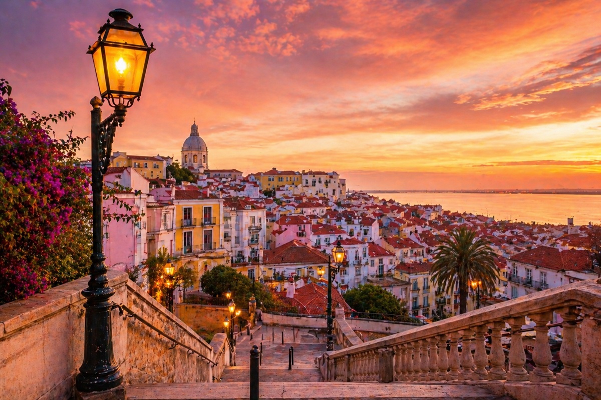 europejskie miasto o zachodzie słońca idealne na city break