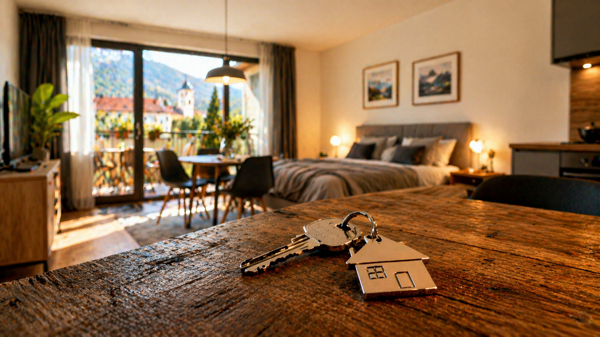 klucze do apartamentu na stole wnętrze mieszkania nocleg